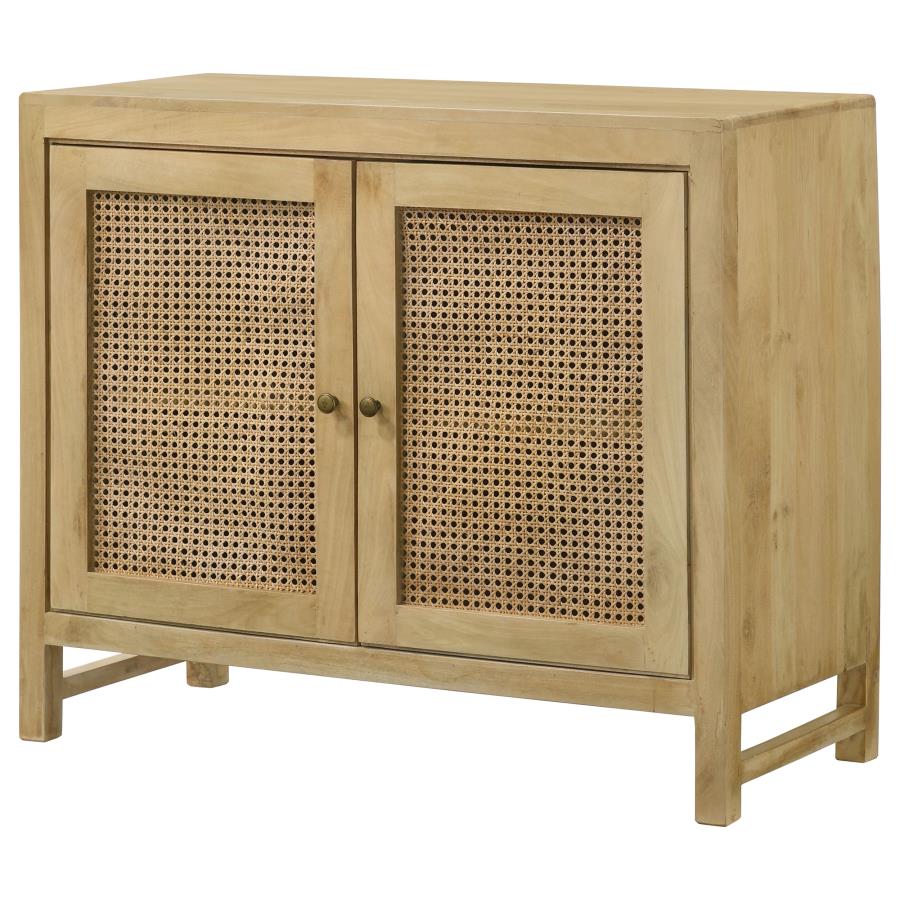 (image for) Zamora 2-door Wood Accent Cabinet with Woven Cane Natural