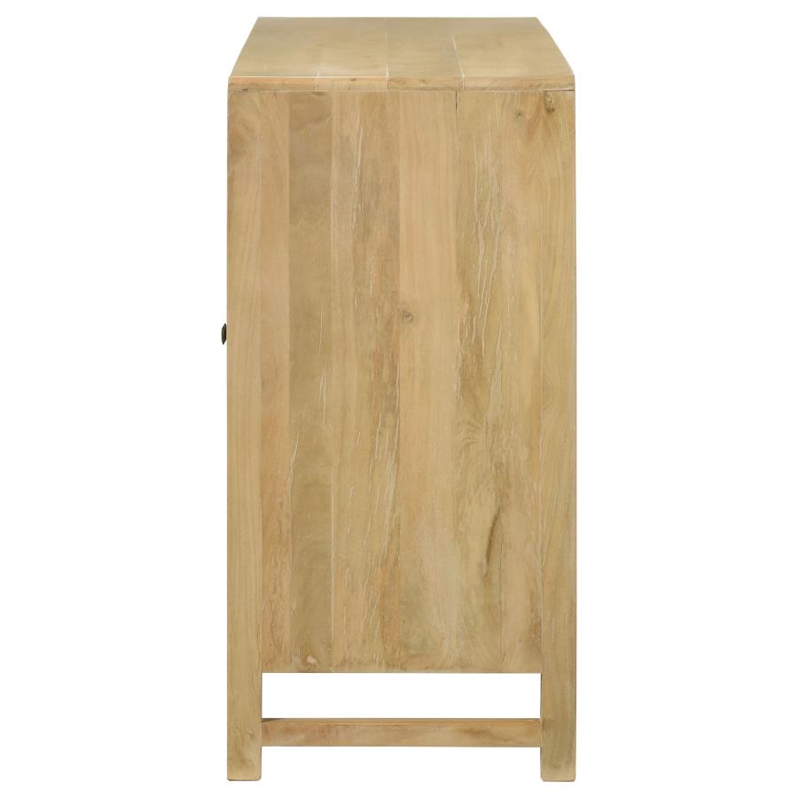 (image for) Zamora 3-door Wood Accent Cabinet with Woven Cane Natural