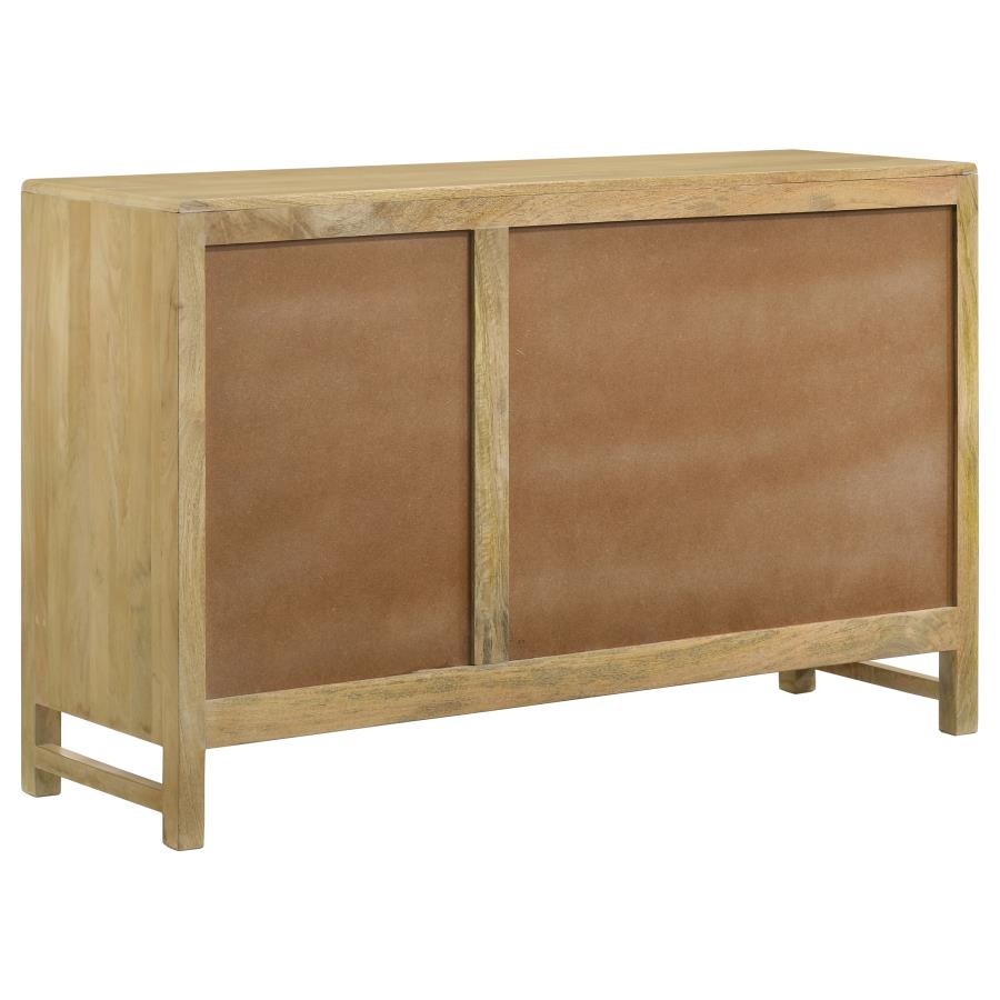 (image for) Zamora 3-door Wood Accent Cabinet with Woven Cane Natural