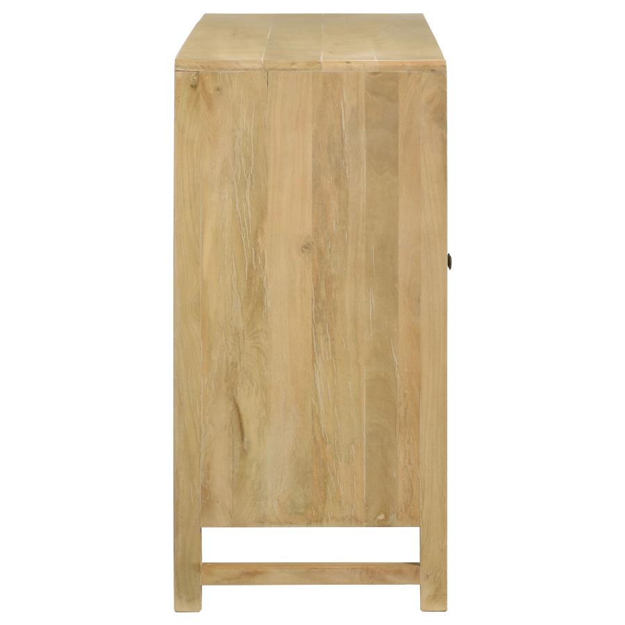 (image for) Zamora 3-door Wood Accent Cabinet with Woven Cane Natural