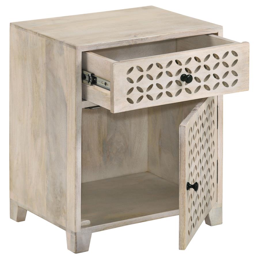 (image for) August 1-drawer Trellis Pattern Storage Cabinet White Washed