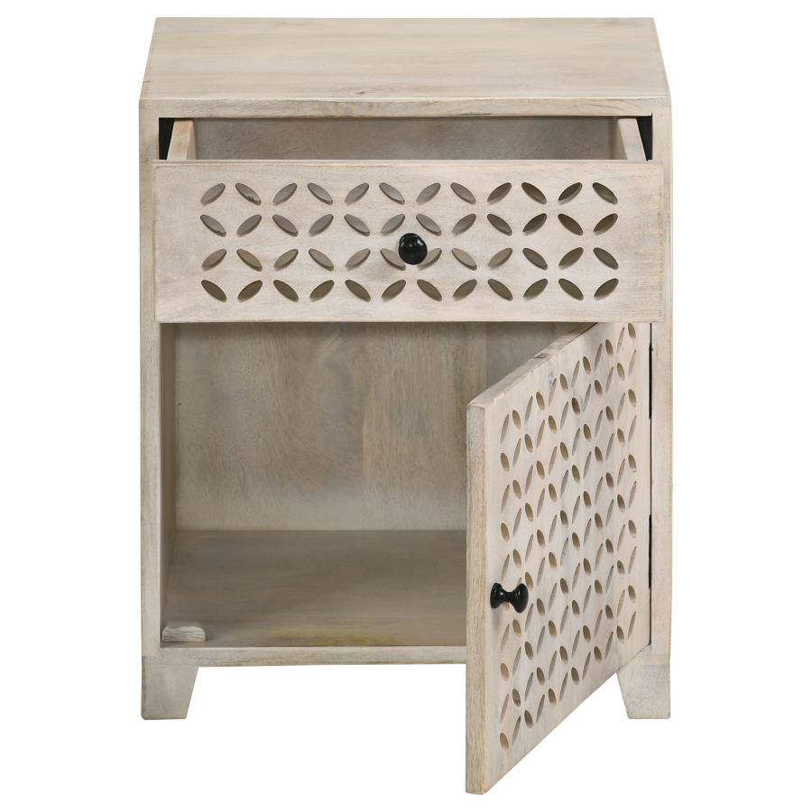 (image for) August 1-drawer Trellis Pattern Storage Cabinet White Washed