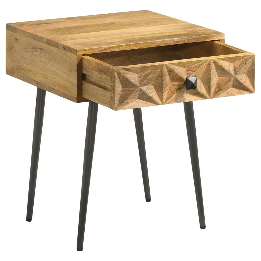 (image for) Ezra 1-drawer Rectangular Accent Side Table Natural Mango