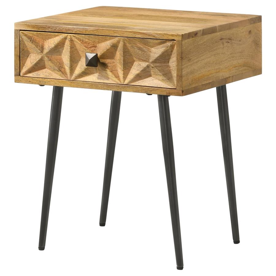 (image for) Ezra 1-drawer Rectangular Accent Side Table Natural Mango