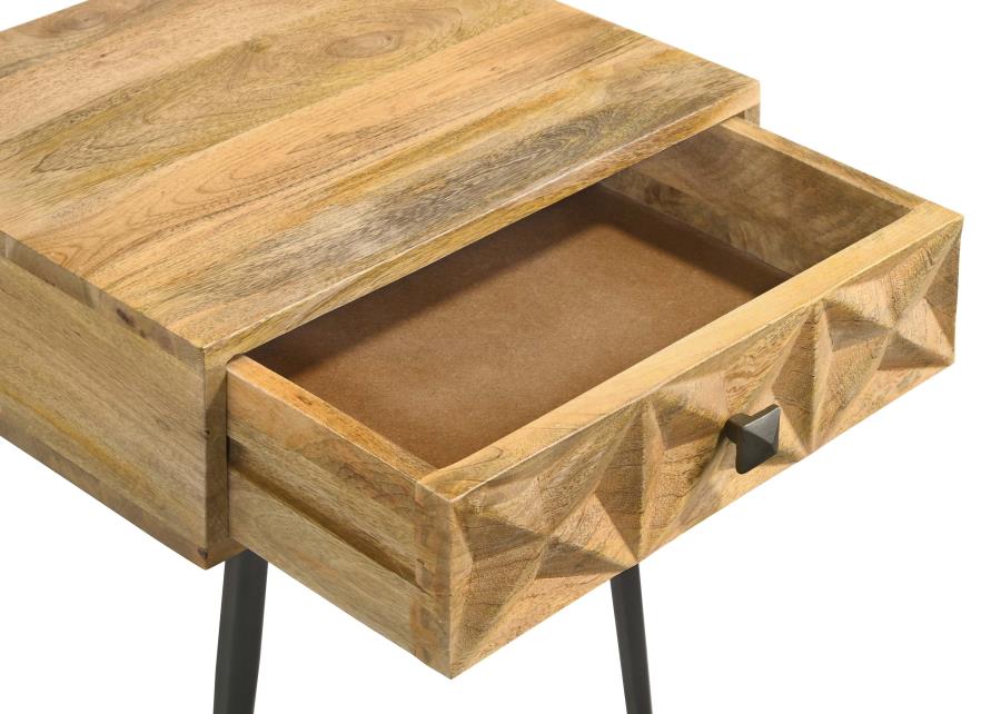 (image for) Ezra 1-drawer Rectangular Accent Side Table Natural Mango