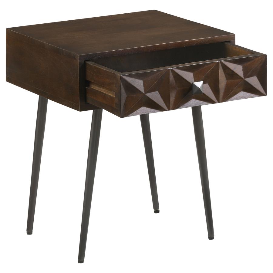 (image for) Ezra 1-drawer Rectangular Accent Side Table Coffee Brown