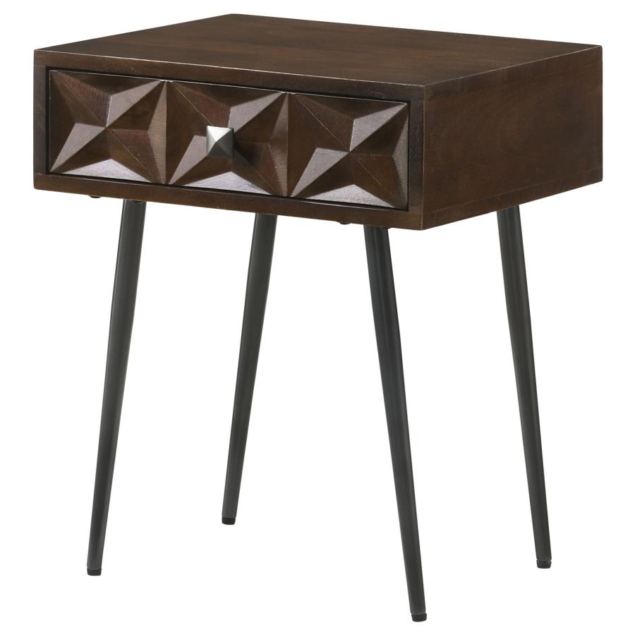 (image for) Ezra 1-drawer Rectangular Accent Side Table Coffee Brown