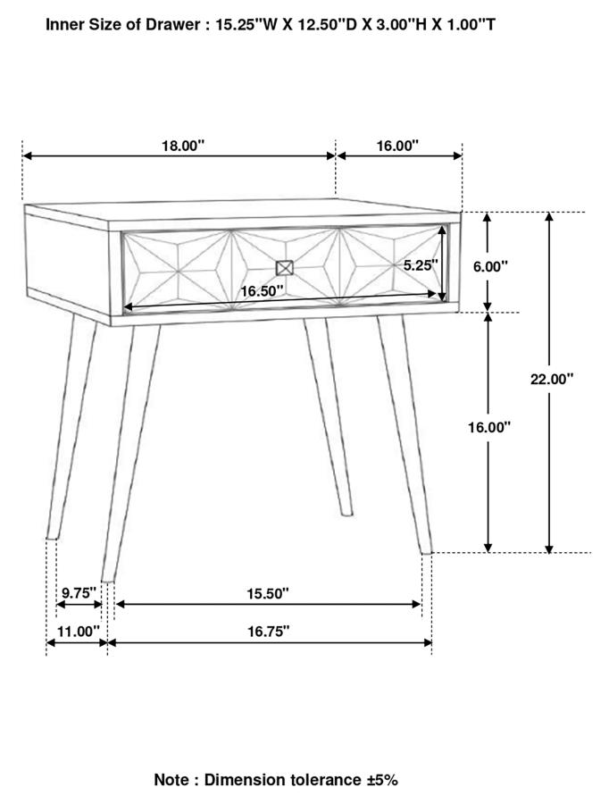 (image for) Ezra 1-drawer Rectangular Accent Side Table Coffee Brown