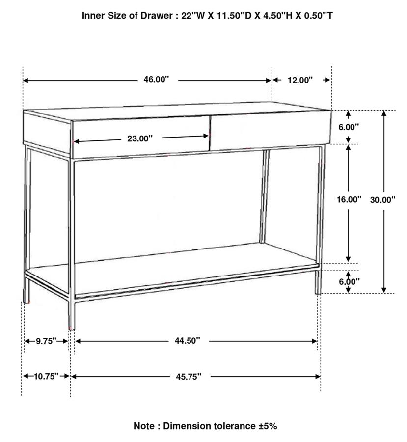 (image for) Rubeus 2-drawer Wood Entryway Console Table White Washed