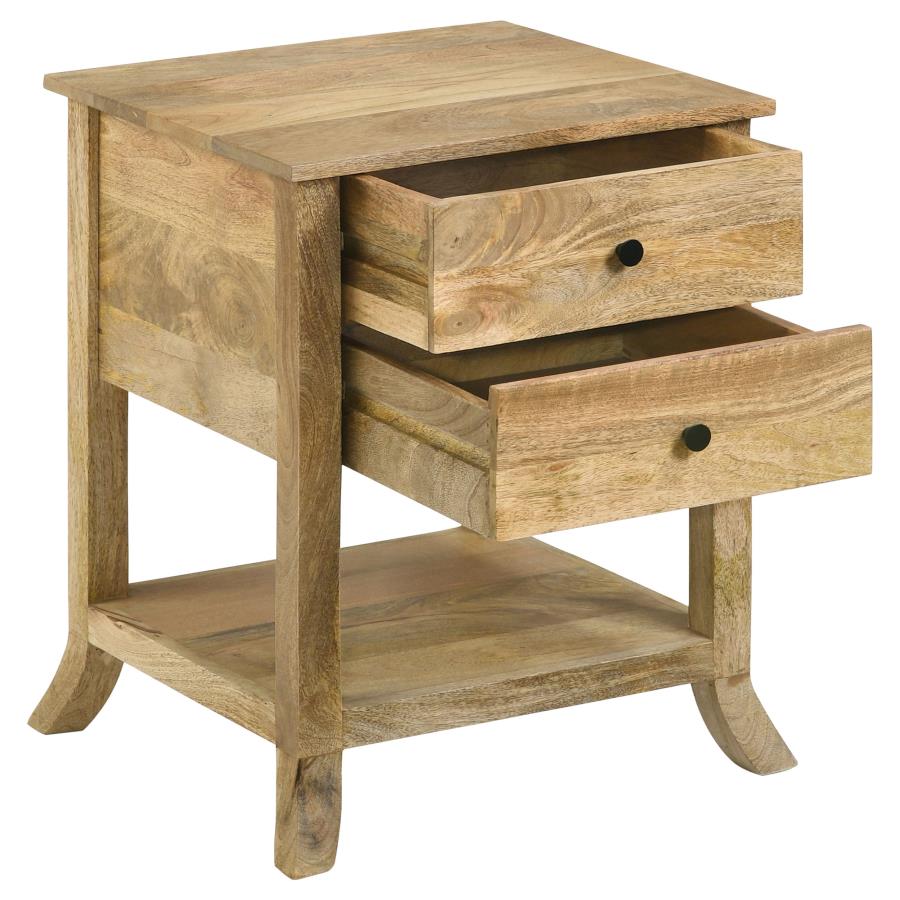 (image for) Russo 2-drawer Accent Side End Table Natural Mango