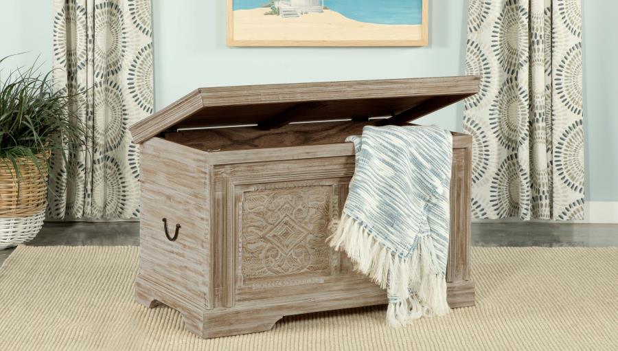 (image for) Nilay Wood Storage Trunk White Washed and Black