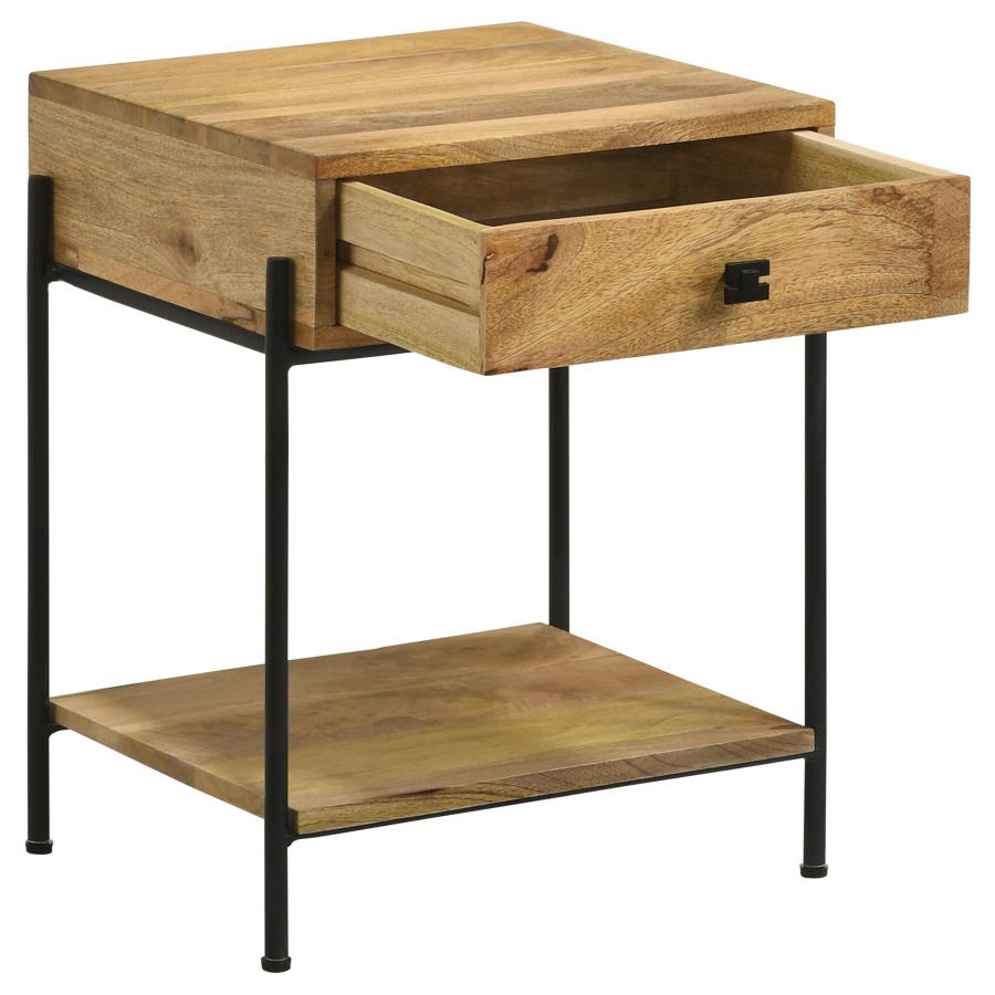 (image for) Declan 1-drawer Wood Accent Side Table Natural Mango