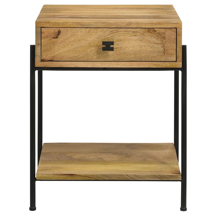 (image for) Declan 1-drawer Wood Accent Side Table Natural Mango