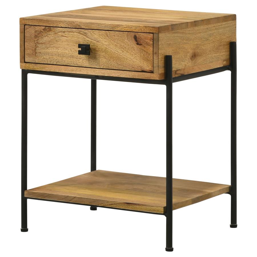 (image for) Declan 1-drawer Wood Accent Side Table Natural Mango