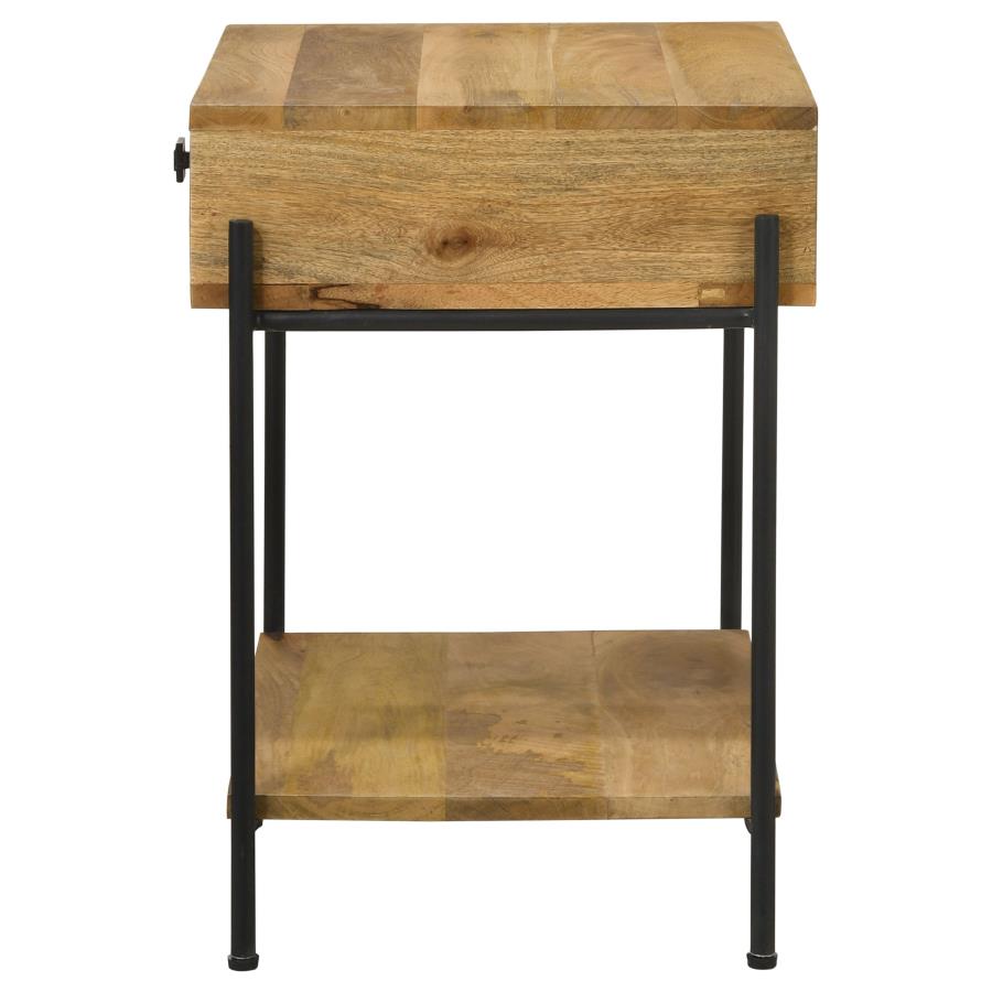 (image for) Declan 1-drawer Wood Accent Side Table Natural Mango