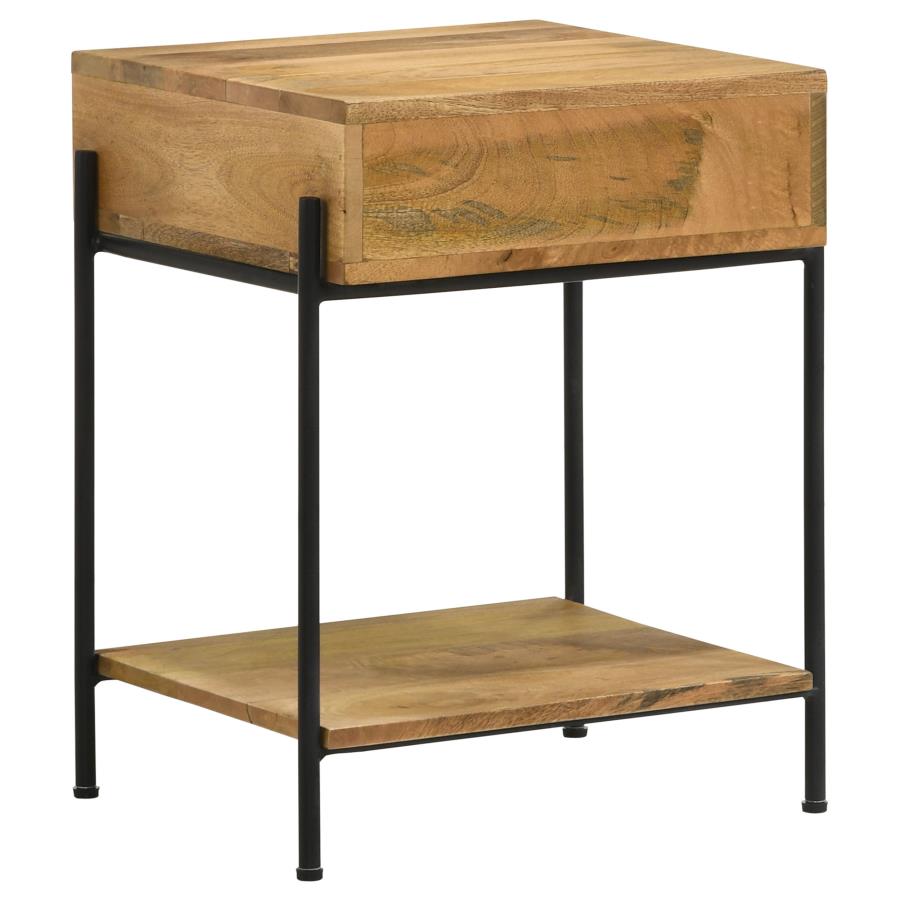 (image for) Declan 1-drawer Wood Accent Side Table Natural Mango