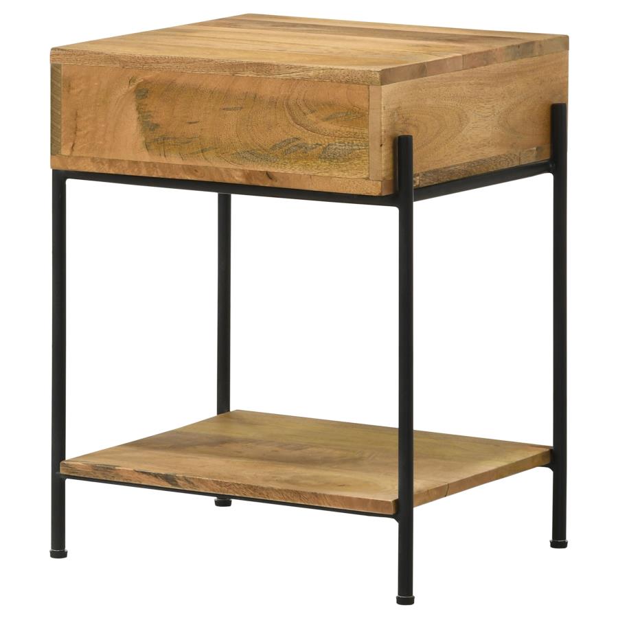 (image for) Declan 1-drawer Wood Accent Side Table Natural Mango