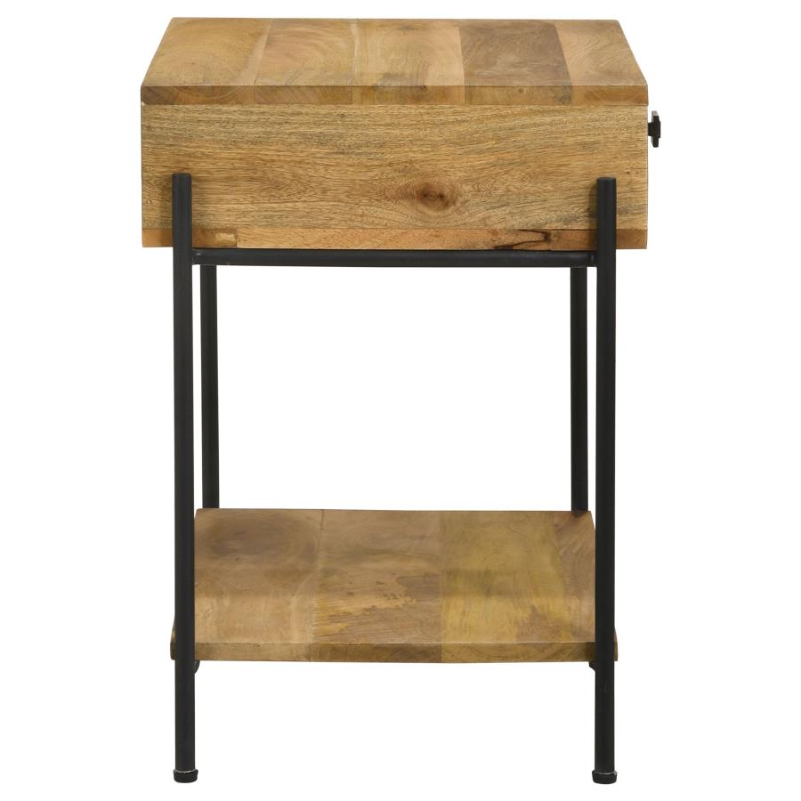 (image for) Declan 1-drawer Wood Accent Side Table Natural Mango