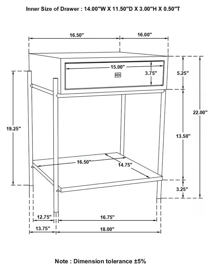 (image for) Declan 1-drawer Wood Accent Side Table Natural Mango