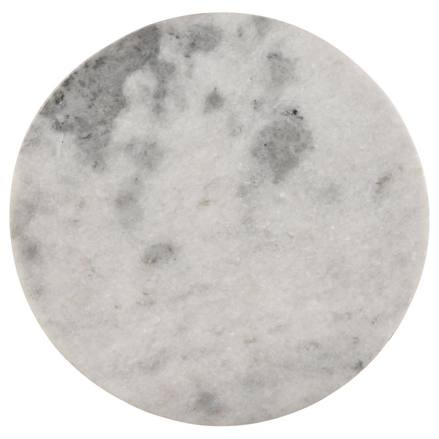 (image for) Malthe Round Marble Top Accent Side White and Antique Gold