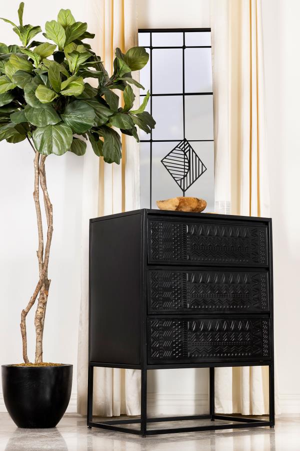 (image for) Alcoa 3-drawer Multi-Purpose Tall Accent Cabinet Black