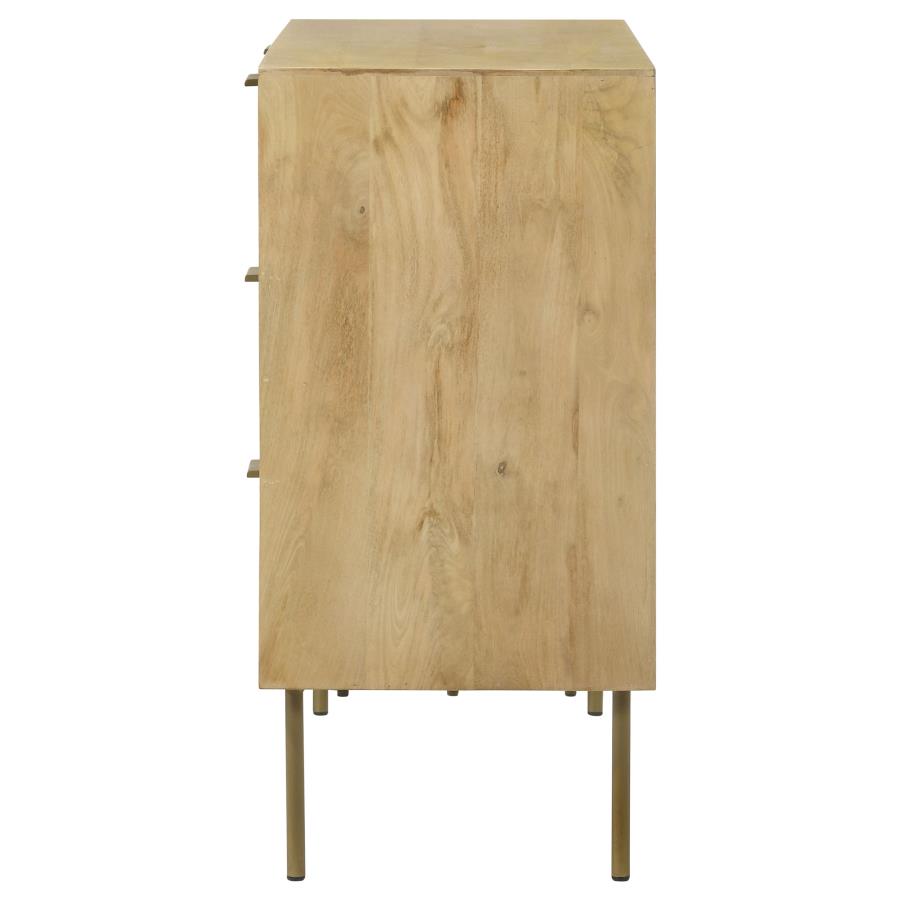 (image for) Zamora 3-drawer Wood Accent Cabinet with Woven Cane Natural