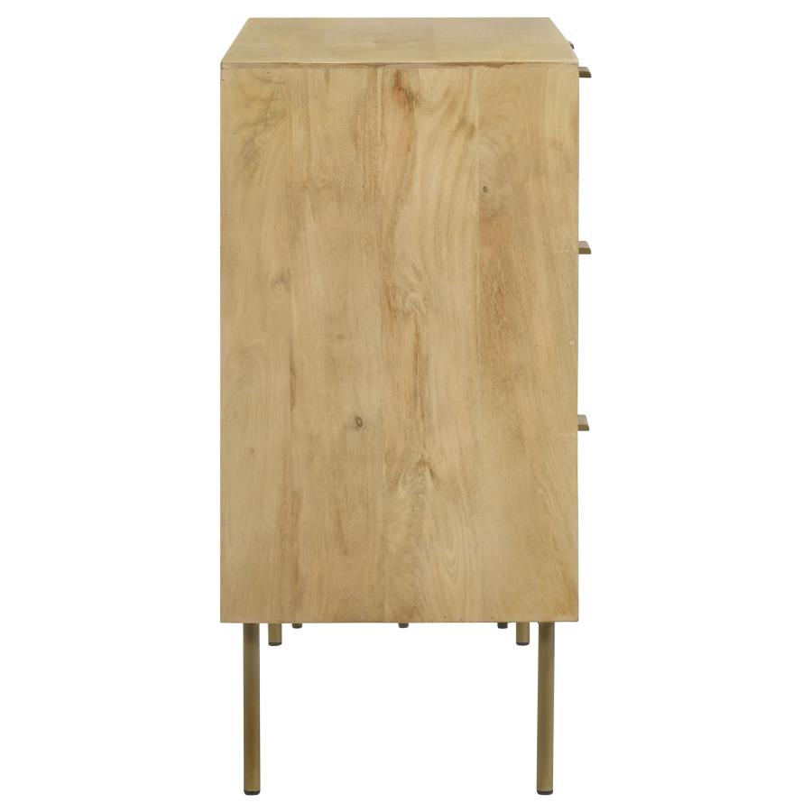 (image for) Zamora 3-drawer Wood Accent Cabinet with Woven Cane Natural