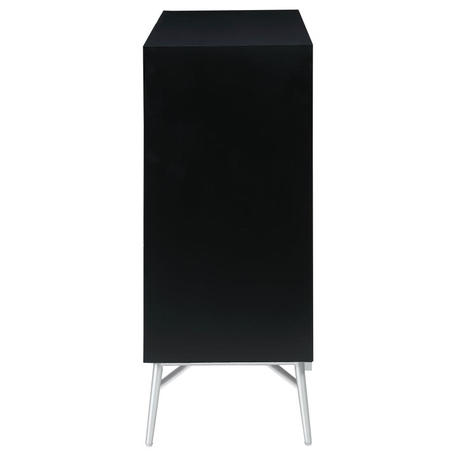 (image for) Josie 2-door Wood Sunburst Accent Cabinet Black and Silver