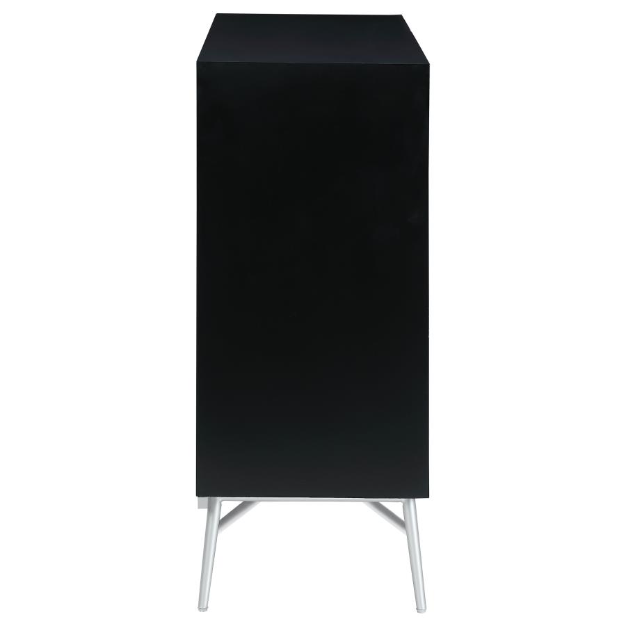 (image for) Josie 2-door Wood Sunburst Accent Cabinet Black and Silver