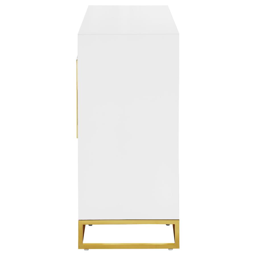 (image for) Elsa 2-door Wood Storage Accent Cabinet White and Gold