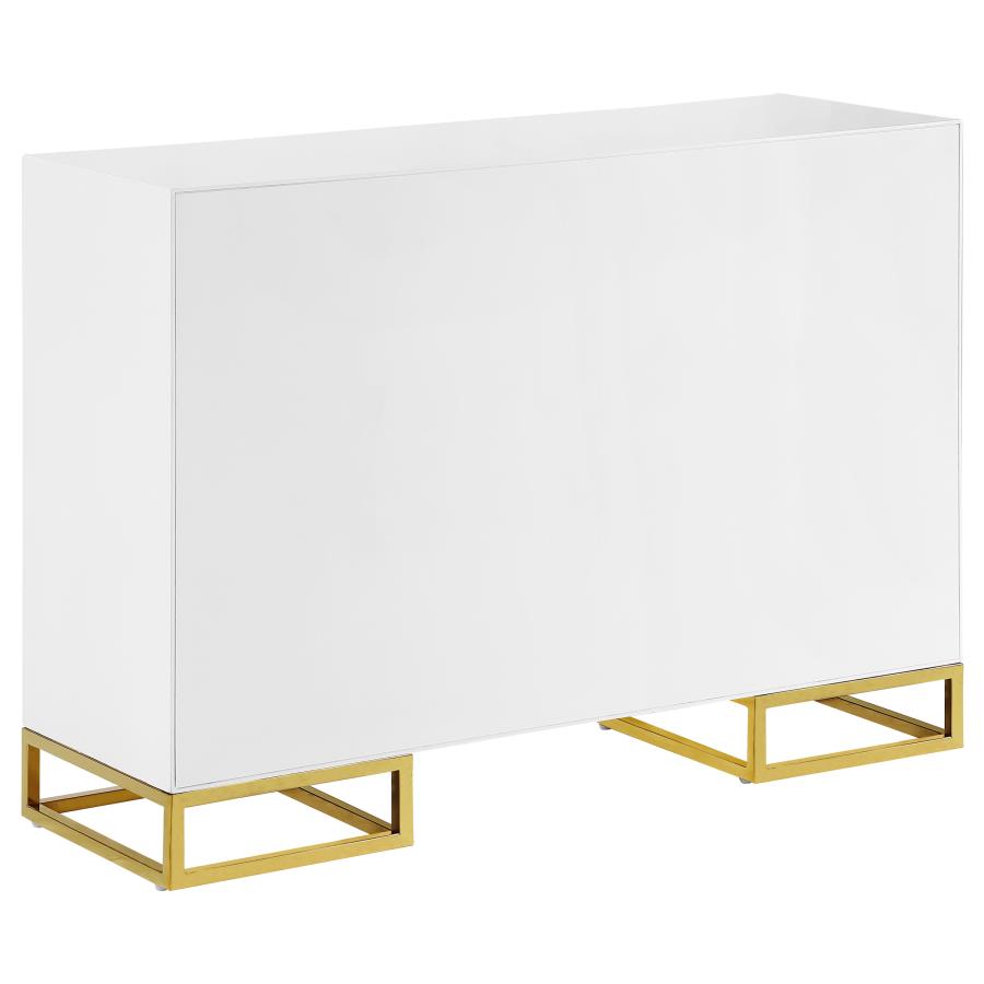 (image for) Elsa 2-door Wood Storage Accent Cabinet White and Gold