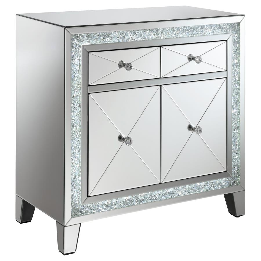 (image for) Arwen 2-drawer Mirrored LED Lighting Accent Cabinet Silver