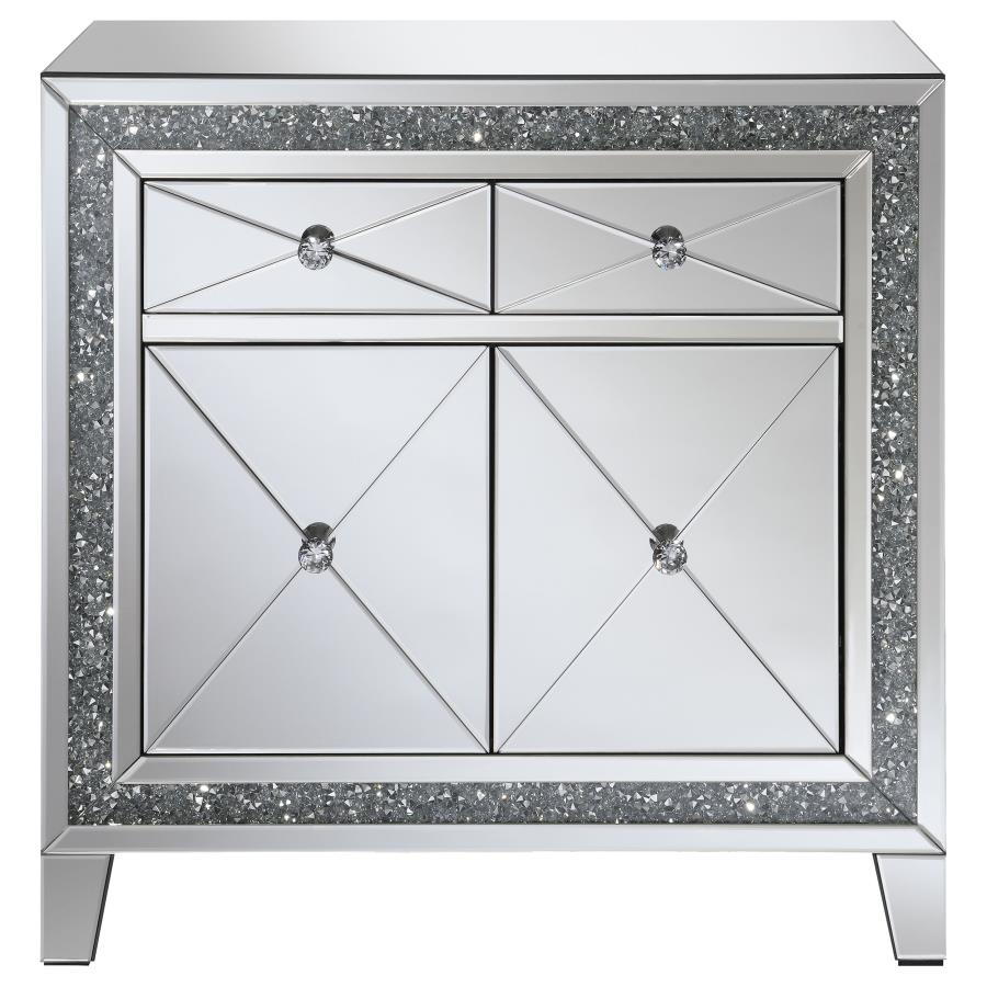 (image for) Arwen 2-drawer Mirrored LED Lighting Accent Cabinet Silver