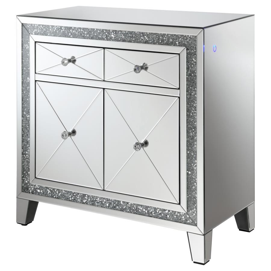 (image for) Arwen 2-drawer Mirrored LED Lighting Accent Cabinet Silver