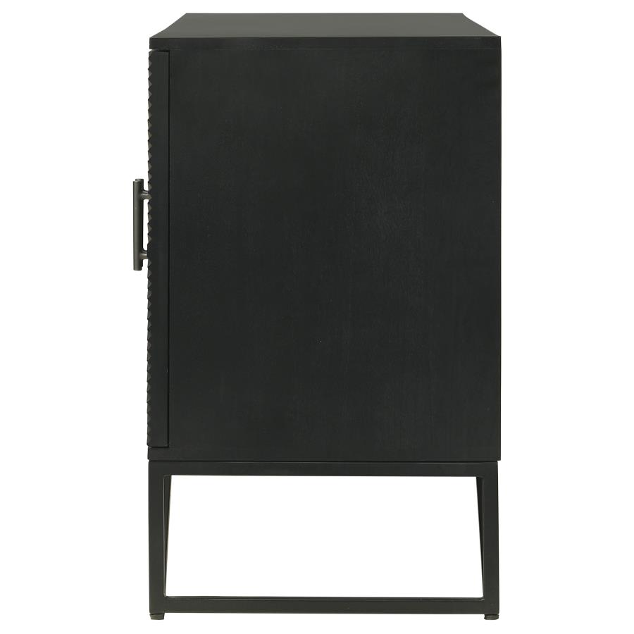 (image for) Riddell 3-door Wood Reeding Accent Cabinet Matte Black