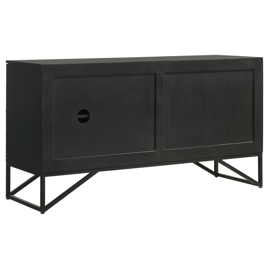 (image for) Riddell 3-door Wood Reeding Accent Cabinet Matte Black