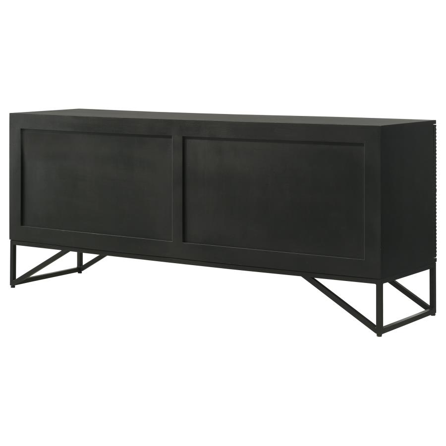 (image for) Riddell 4-door Wood Reeding Accent Cabinet Matte Black