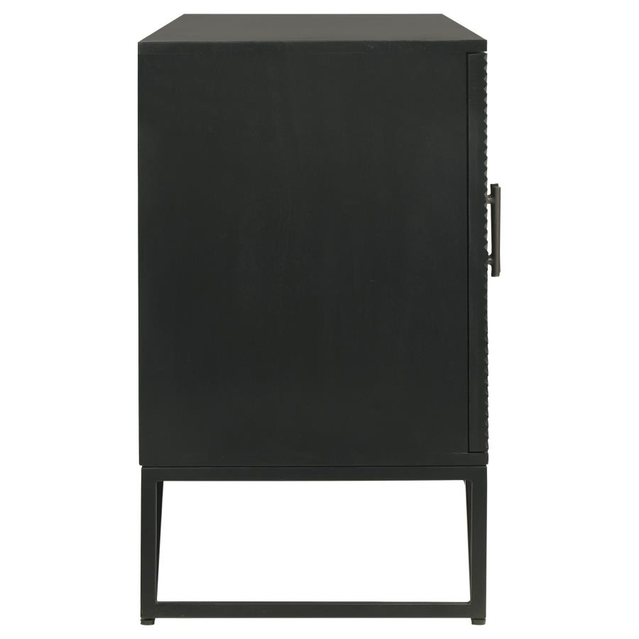 (image for) Riddell 4-door Wood Reeding Accent Cabinet Matte Black