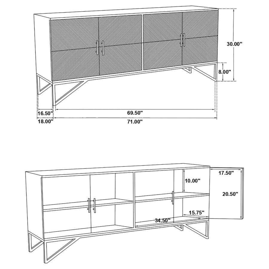 (image for) Riddell 4-door Wood Reeding Accent Cabinet Matte Black