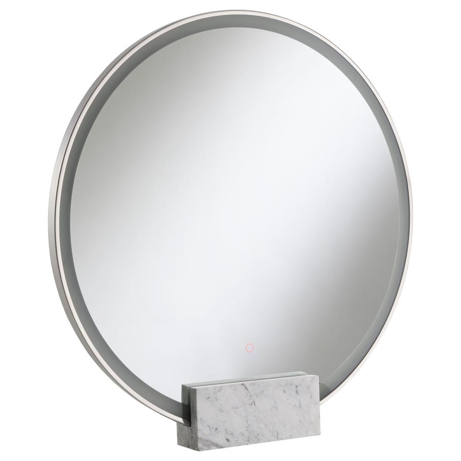 (image for) Jocelyn Round LED Vanity Mirror White Marble Base Chrome