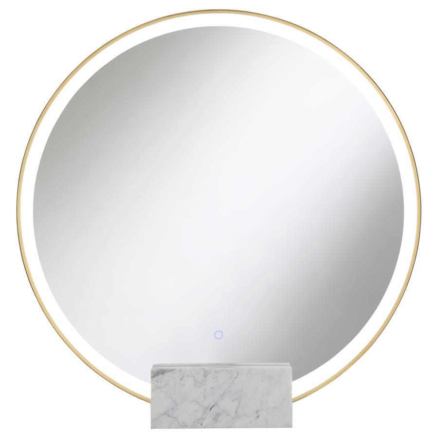 (image for) Jocelyn Round LED Vanity Mirror White Marble Base Gold