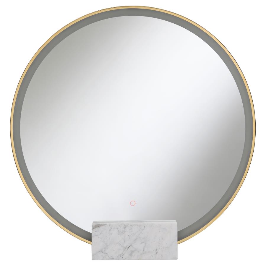 (image for) Jocelyn Round LED Vanity Mirror White Marble Base Gold