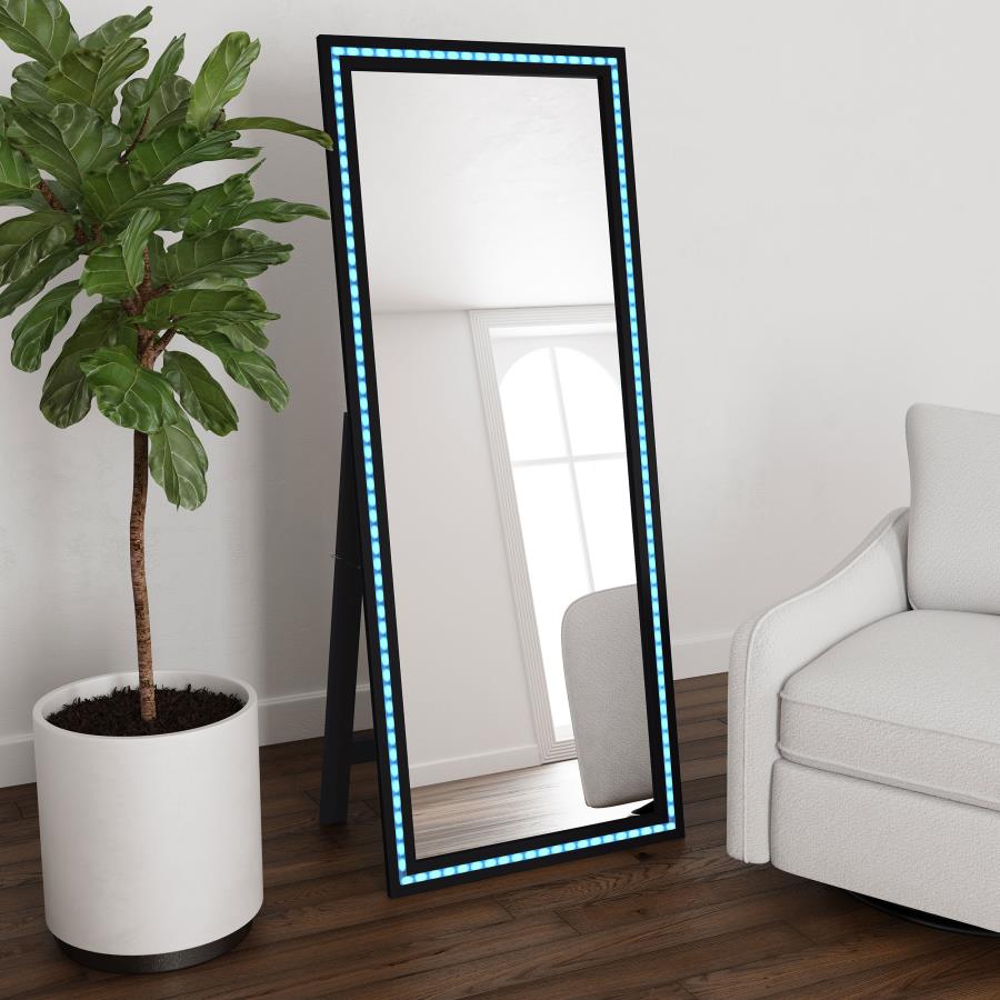 (image for) Windrose 28 x 67 Inch Tempered LED Standing Mirror Black