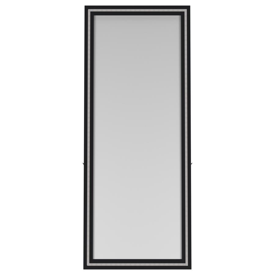 (image for) Windrose 28 x 67 Inch Tempered LED Standing Mirror Black