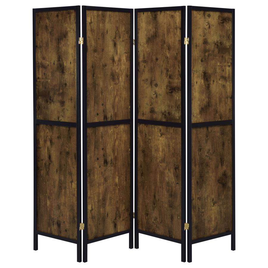 (image for) Deepika 4-Panel Room Divider Folding Screen Rustic Nutmeg