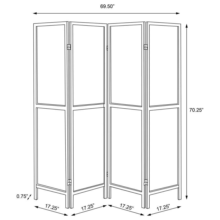 (image for) Deepika 4-Panel Room Divider Folding Screen Rustic Nutmeg