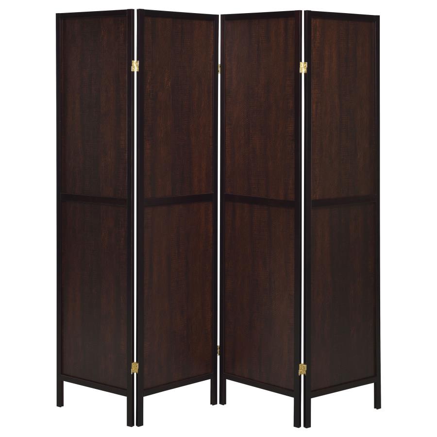 (image for) Deepika 4-Panel Room Divider Folding Screen Rustic Tobacco