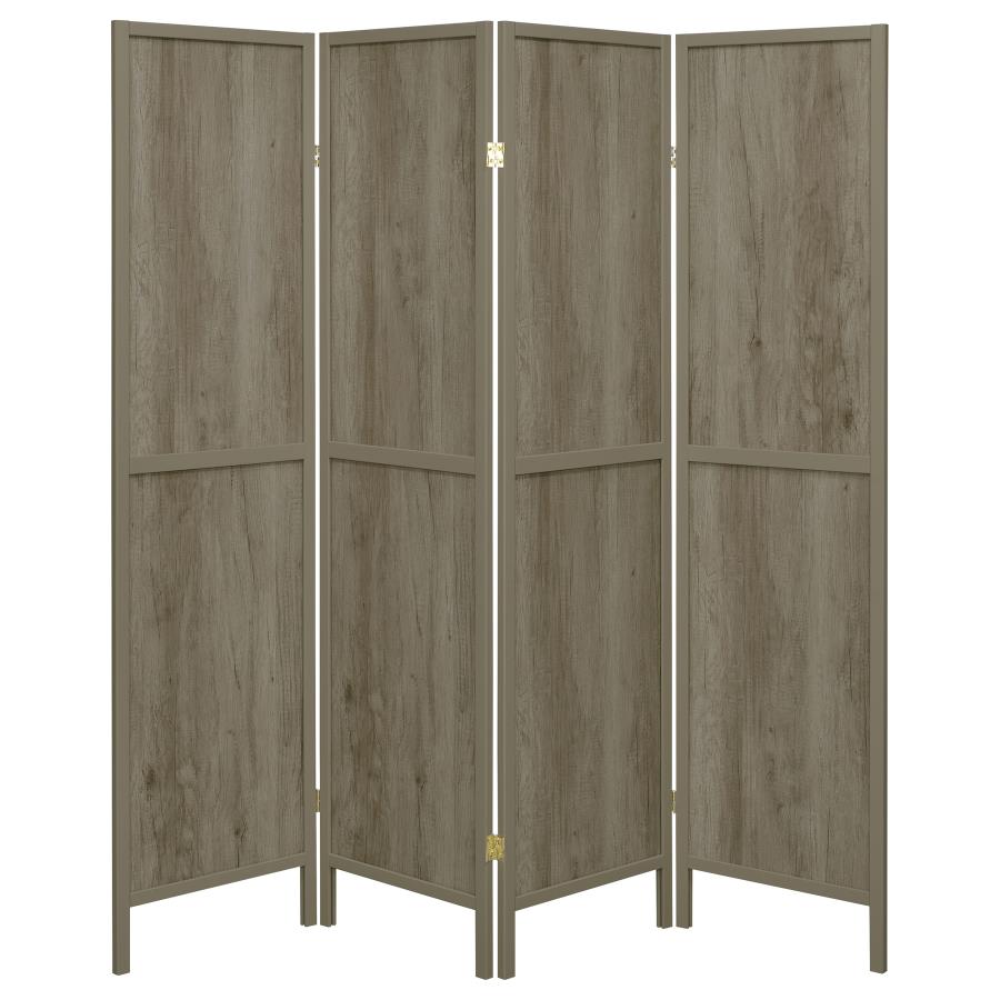 (image for) Deepika 4-Panel Room Divider Folding Screen Grey Driftwood