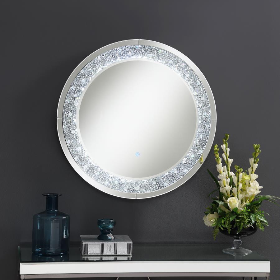 (image for) Lixue 32 x 32 Inch Round Wall Mirror LED Lighting Silver