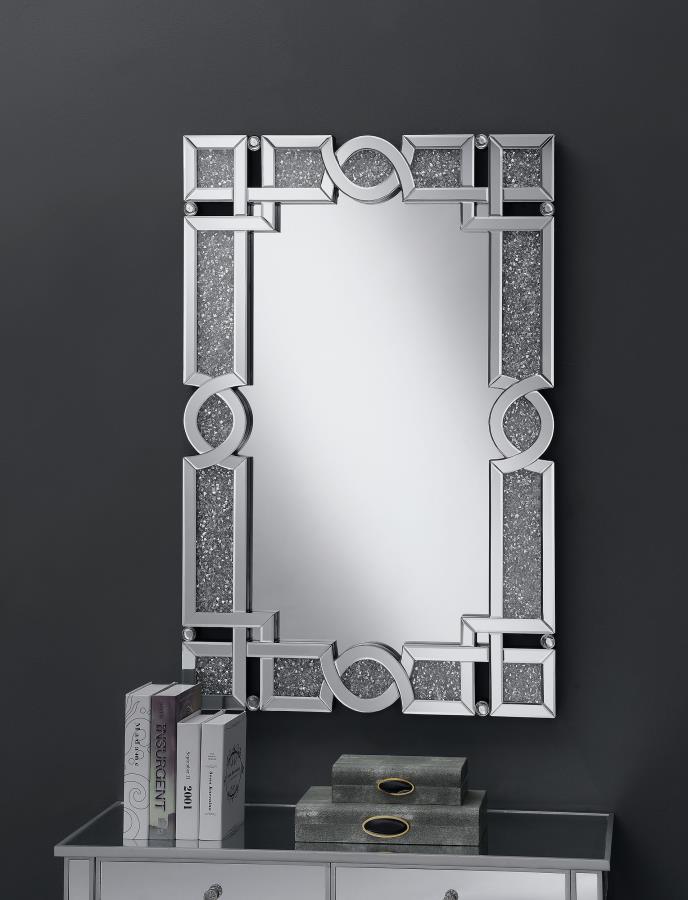 (image for) Jackie 32 x 47 Inch Acrylic Crystal Frame Wall Mirror Silver